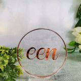 Round Clear acrylic table numbers with mirror text